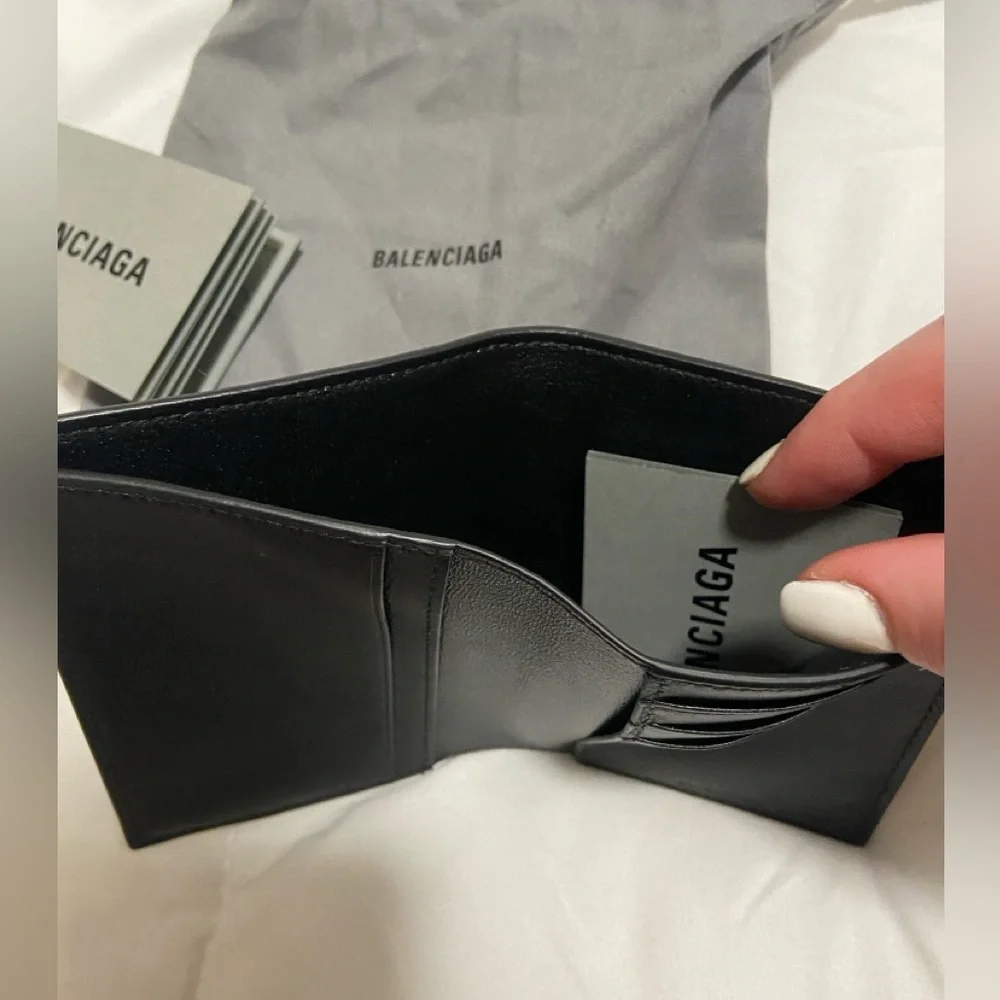 Balenciaga Black Leather Logo Wallet